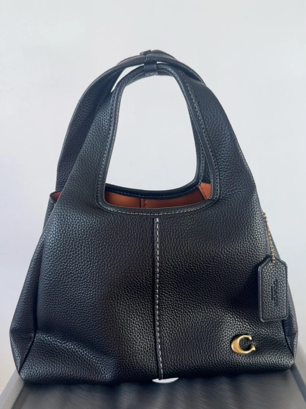 COACH : Black pebbled leather Lana Shoulder Bag 23